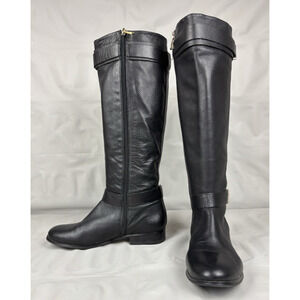 Ann Taylor Leather Riding Boots Women's 7M Black Tall Knee High